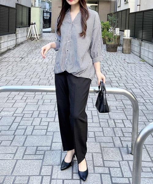 INGNI（イング）の「【7分袖】多種ボタン後ろレースアップタケノコタックシャツ（シャツ/ブラウス・レディース・イエロー/サックスブルー系8/ネイビー系2/オフホワイト/ライトグリーン系8/ブラック系1/イエロー系その他5・M）」の17枚目の写真