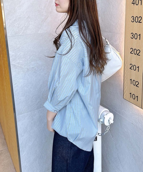 INGNI（イング）の「【7分袖】多種ボタン後ろレースアップタケノコタックシャツ（シャツ/ブラウス・レディース・イエロー/サックスブルー系8/ネイビー系2/オフホワイト/ライトグリーン系8/ブラック系1/イエロー系その他5・M）」の19枚目の写真