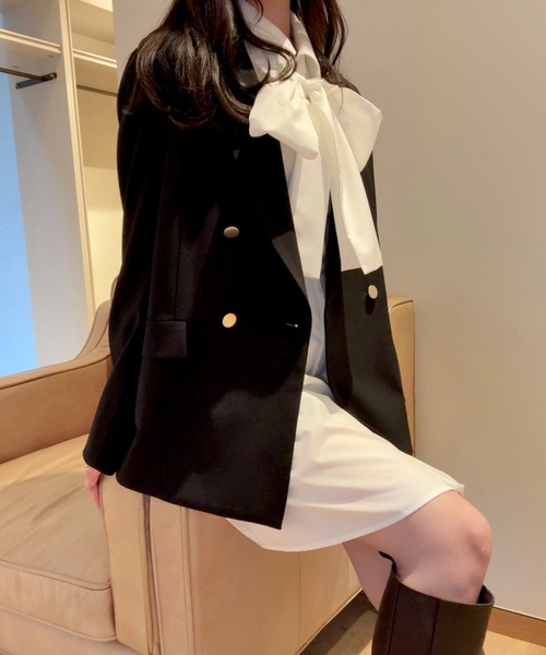 GLOW掲載】マルチWAYリボン付きウエストタックミニワンピース 秋服