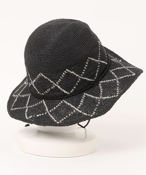 OVERRIDE（オーバーライド）の「OVERRIDE  PAPER CROCHET ZIG-ZAG HAT / オーバーライド（ハット・レディース・ベージュ/ブラック・58cm）」の5枚目の写真