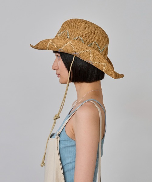 OVERRIDE（オーバーライド）の「OVERRIDE  PAPER CROCHET ZIG-ZAG HAT / オーバーライド（ハット・レディース・ベージュ/ブラック・58cm）」の19枚目の写真