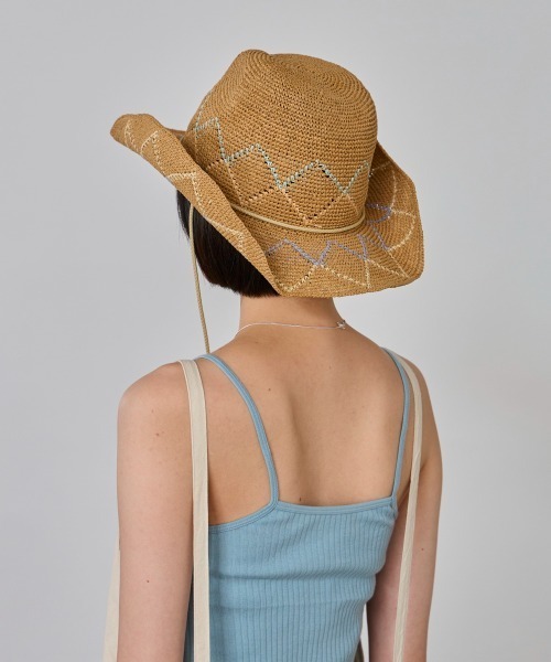 OVERRIDE（オーバーライド）の「OVERRIDE  PAPER CROCHET ZIG-ZAG HAT / オーバーライド（ハット・レディース・ベージュ/ブラック・58cm）」の20枚目の写真