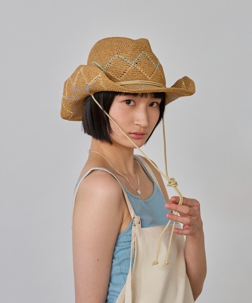 OVERRIDE（オーバーライド）の「OVERRIDE  PAPER CROCHET ZIG-ZAG HAT / オーバーライド（ハット・レディース・ベージュ/ブラック・58cm）」の21枚目の写真