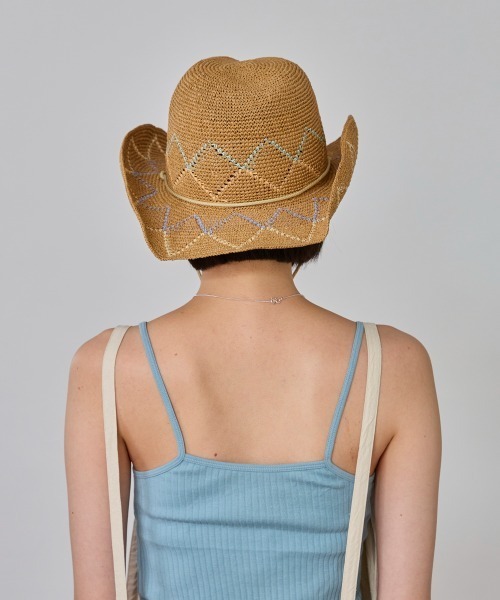 OVERRIDE（オーバーライド）の「OVERRIDE  PAPER CROCHET ZIG-ZAG HAT / オーバーライド（ハット・レディース・ベージュ/ブラック・58cm）」の22枚目の写真