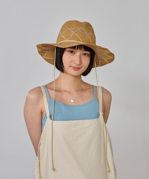 OVERRIDE（オーバーライド）の「OVERRIDE  PAPER CROCHET ZIG-ZAG HAT / オーバーライド（ハット・レディース・ベージュ/ブラック・58cm）」の12枚目の写真
