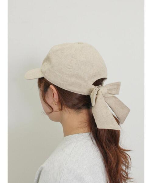 Samansa Mos2（サマンサ モスモス）の「【UVカット/消臭効果】バックリボンアソートキャップ（ハット・レディース・ブラック/キナリ/ベージュ/ブラウン・F）」の7枚目の写真