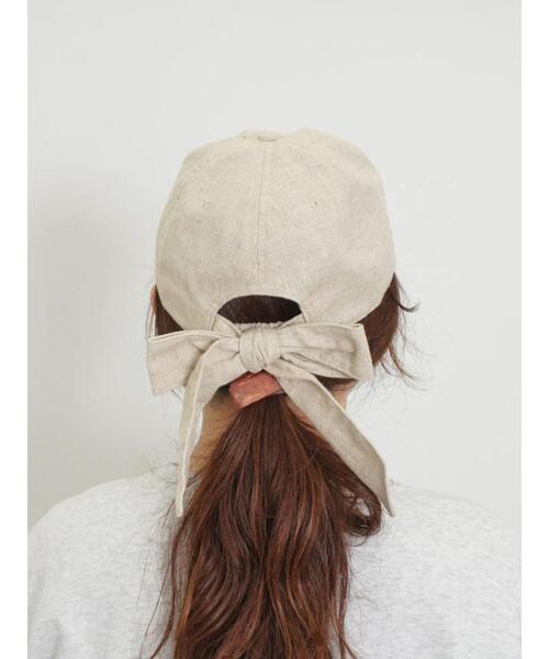 Samansa Mos2（サマンサ モスモス）の「【UVカット/消臭効果】バックリボンアソートキャップ（ハット・レディース・ブラック/キナリ/ベージュ/ブラウン・F）」の6枚目の写真