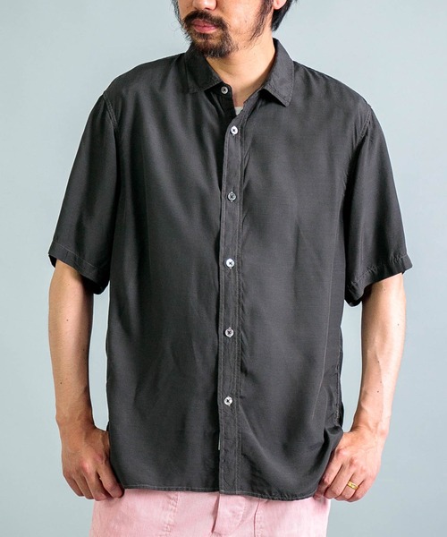 OMNIGOD（オムニゴッド）の「[OMNIGOD mens / オムニゴッド] レーヨンキュプラシルク ショートスリーブワイドスプレッドシャツ（シャツ/ブラウス・メンズ・ボルドー/ミント/チャコールグレー・2/3/4）」の2枚目の写真
