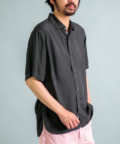 OMNIGOD（オムニゴッド）の「[OMNIGOD mens / オムニゴッド] レーヨンキュプラシルク ショートスリーブワイドスプレッドシャツ（シャツ/ブラウス・メンズ・ボルドー/ミント/チャコールグレー・2/3/4）」の8枚目の写真