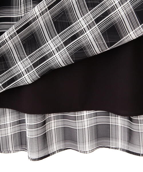 セール】◇シアーチェックボリュームフリルワンピース（ワンピース