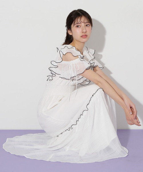 JILL by JILLSTUART シアーチェックボリュームフリルワンピース シアーチェックボリュームフリルワンピース | JILL by JILL