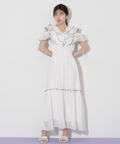 JILL BY JILLSTUART シアーチェックボリュームフリルワンピース シアーチェックボリュームフリルワンピース | JILL by JILL STUART