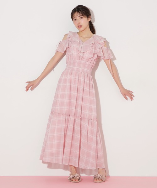 JILL by JILL STUART（ジルバイジルスチュアート）の「◇シアーチェックボリュームフリルワンピース（ワンピース・レディース・ホワイト/ブラック系その他/ピンク系その他・FREE）」の22枚目の写真