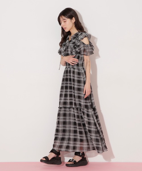 JILL by JILLSTUART フリルマキシワンピース ジルバイジルスチュアート JILL by JILLSTUART シアーチェック