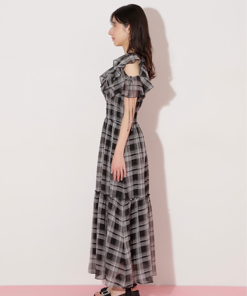 JILL by JILL STUART（ジルバイジルスチュアート）の「◇シアーチェックボリュームフリルワンピース（ワンピース・レディース・ホワイト/ブラック系その他/ピンク系その他・FREE）」の9枚目の写真