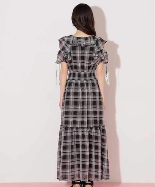 JILL by JILL STUART（ジルバイジルスチュアート）の「◇シアーチェックボリュームフリルワンピース（ワンピース・レディース・ホワイト/ブラック系その他/ピンク系その他・FREE）」の10枚目の写真