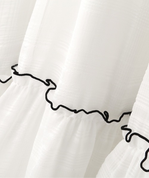 JILL by JILL STUART（ジルバイジルスチュアート）の「◇シアーチェックボリュームフリルワンピース（ワンピース・レディース・ホワイト/ブラック系その他/ピンク系その他・FREE）」の7枚目の写真