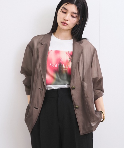 VIS（ビス）の「【接触冷感】フラワーフォト＆ロゴTシャツ（Tシャツ/カットソー・レディース・ホワイト/ホワイト系その他/チャコールグレー・FREE）」の5枚目の写真