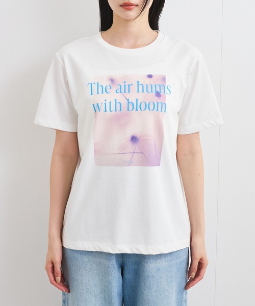 VIS（ビス）の「【接触冷感】フラワーフォト＆ロゴTシャツ（Tシャツ/カットソー・レディース・ホワイト/ホワイト系その他/チャコールグレー・FREE）」の10枚目の写真