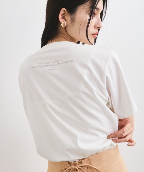 VIS（ビス）の「【接触冷感】フラワーフォト＆ロゴTシャツ（Tシャツ/カットソー・レディース・ホワイト/ホワイト系その他/チャコールグレー・FREE）」の7枚目の写真