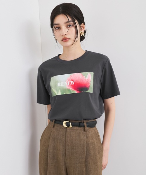 VIS（ビス）の「【接触冷感】フラワーフォト＆ロゴTシャツ（Tシャツ/カットソー・レディース・ホワイト/ホワイト系その他/チャコールグレー・FREE）」の20枚目の写真