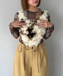 SANSeLF(サンセルフ)の【SANSeLF】 フェイクファーパッチキャミトップス アニマルライク クロップド sanw25a022(その他トップス)