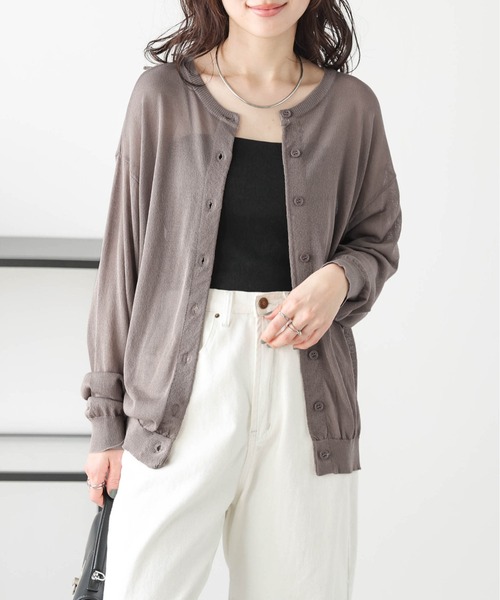 AMELY(エミリー)の「前後2way シアーカーディガン(カーディガン/ボレロ・レディース・アイボリー/ブラック/オレンジ/モカ・フリー)」の4枚目の写真