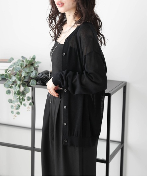 AMELY(エミリー)の「前後2way シアーカーディガン(カーディガン/ボレロ・レディース・アイボリー/ブラック/オレンジ/モカ・フリー)」の19枚目の写真
