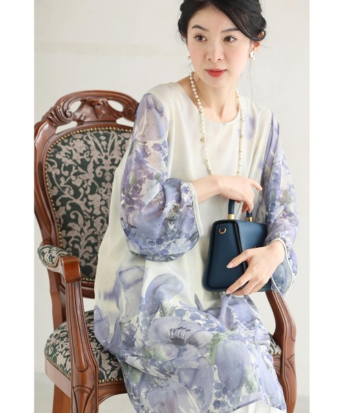 cawaii(カワイイ)の「華のあるオシャレを 素敵なわたし チュニック(チュニック・レディース・グレー/ブルー・FREE)」の8枚目の写真