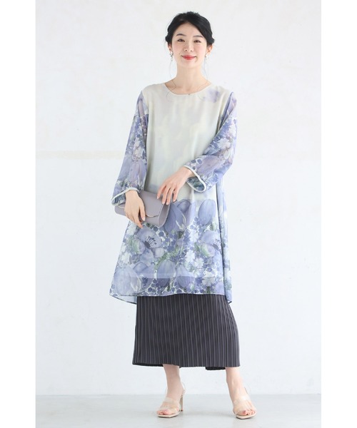 cawaii(カワイイ)の「華のあるオシャレを 素敵なわたし チュニック(チュニック・レディース・グレー/ブルー・FREE)」の9枚目の写真