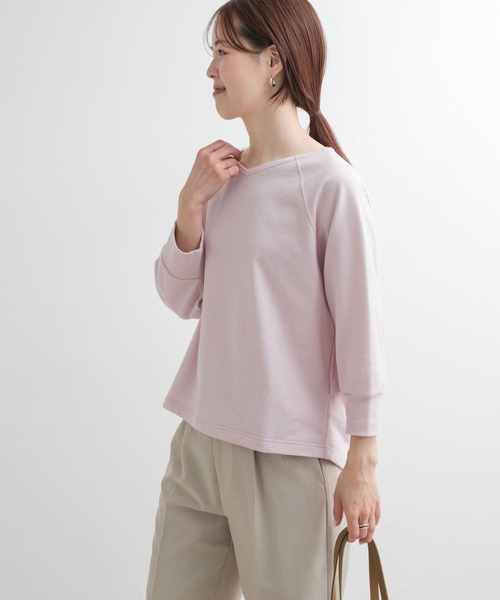 URBAN RESEARCH DOORS(アーバンリサーチドアーズ)の「『UR GREEN』ミニ裏毛ラグランプルオーバー(Tシャツ/カットソー・レディース・ピンク/オフホワイト/ブラック・MEDIUM)」の3枚目の写真