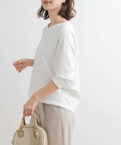 URBAN RESEARCH DOORS(アーバンリサーチドアーズ)の「『UR GREEN』ミニ裏毛ラグランプルオーバー(Tシャツ/カットソー・レディース・ピンク/オフホワイト/ブラック・MEDIUM)」の8枚目の写真