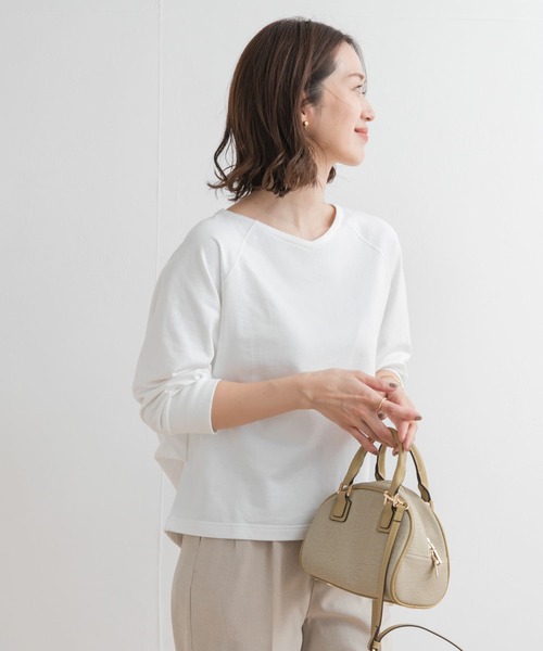 URBAN RESEARCH DOORS(アーバンリサーチドアーズ)の「『UR GREEN』ミニ裏毛ラグランプルオーバー(Tシャツ/カットソー・レディース・ピンク/オフホワイト/ブラック・MEDIUM)」の14枚目の写真