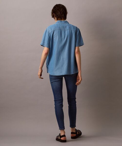 TICCA★バンドカラーテンセルデニムシャツ 美品✨ TICCA テンセルデニムシャツ バンドカラーライトブルー
