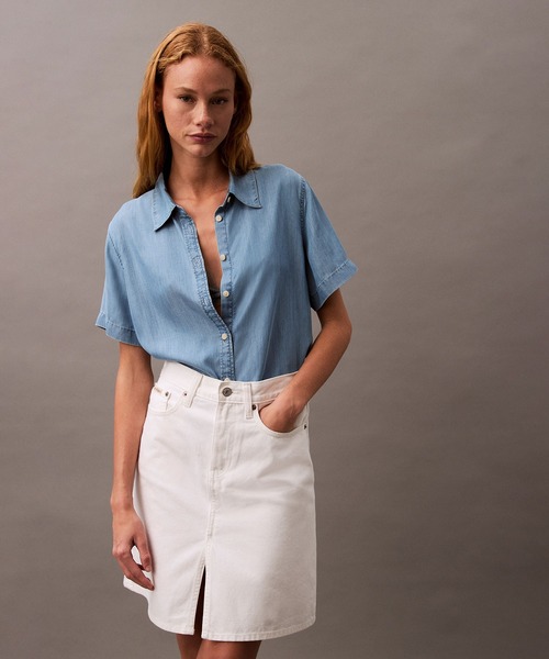Calvin Klein（カルバン・クライン）の「テンセル デニムシャツ（シャツ/ブラウス・レディース・ブルー・M/XS/S）」の9枚目の写真