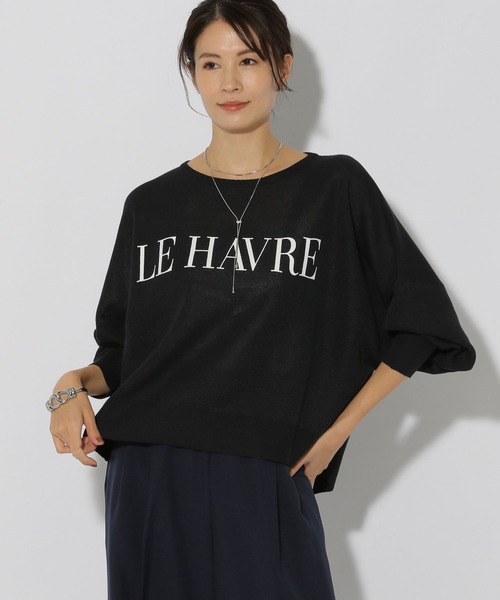 Elura(エルーラ)の「セミシアーロゴニット/292402(ニット/セーター・レディース・ダークネイビー/ライトグレー/ホワイト・FREE)」の1枚目の写真