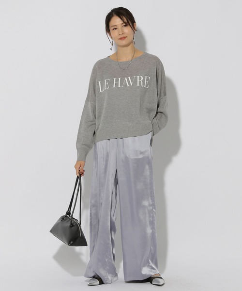 Elura(エルーラ)の「セミシアーロゴニット/292402(ニット/セーター・レディース・ダークネイビー/ライトグレー/ホワイト・FREE)」の5枚目の写真