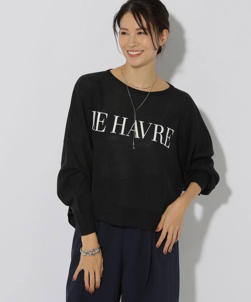 Elura(エルーラ)の「セミシアーロゴニット/292402(ニット/セーター・レディース・ダークネイビー/ライトグレー/ホワイト・FREE)」の6枚目の写真