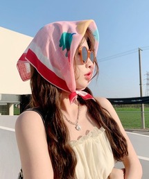 MASHIRO（マシロ）の「【MASHIRO】フラワースカーフ/バンダナ56×56cm（MA/EK306）（バンダナ/スカーフ）」