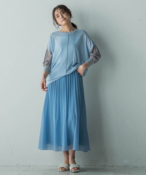 MAYSON GREY（メイソングレイ）の「バイカラースリーブニットプルオーバー≪手洗い可能≫（ニット/セーター・レディース・ブルー系その他/グレー系その他/ホワイト系その他・M）」の12枚目の写真