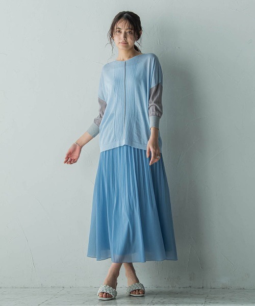 MAYSON GREY（メイソングレイ）の「バイカラースリーブニットプルオーバー≪手洗い可能≫（ニット/セーター・レディース・ブルー系その他/グレー系その他/ホワイト系その他・M）」の13枚目の写真