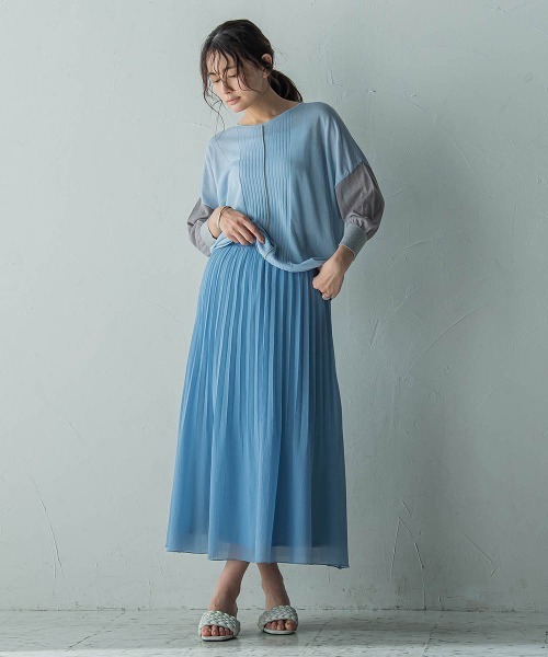 MAYSON GREY（メイソングレイ）の「バイカラースリーブニットプルオーバー≪手洗い可能≫（ニット/セーター・レディース・ブルー系その他/グレー系その他/ホワイト系その他・M）」の14枚目の写真