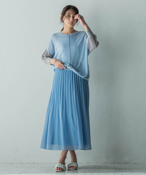 MAYSON GREY（メイソングレイ）の「バイカラースリーブニットプルオーバー≪手洗い可能≫（ニット/セーター・レディース・ブルー系その他/グレー系その他/ホワイト系その他・M）」の15枚目の写真