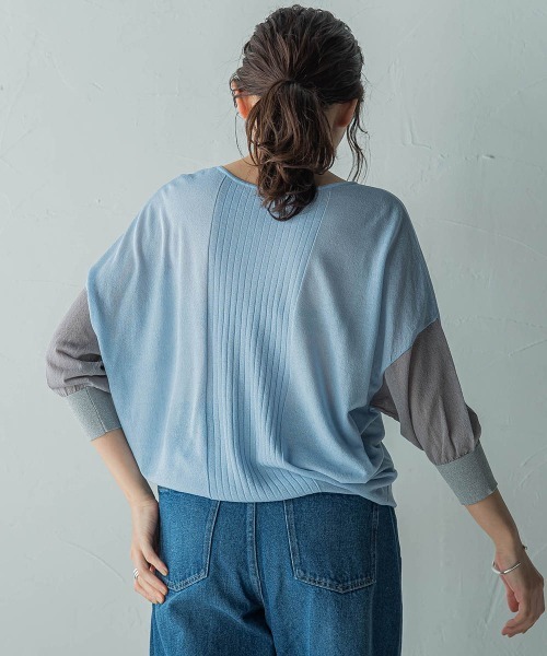 MAYSON GREY（メイソングレイ）の「バイカラースリーブニットプルオーバー≪手洗い可能≫（ニット/セーター・レディース・ブルー系その他/グレー系その他/ホワイト系その他・M）」の11枚目の写真