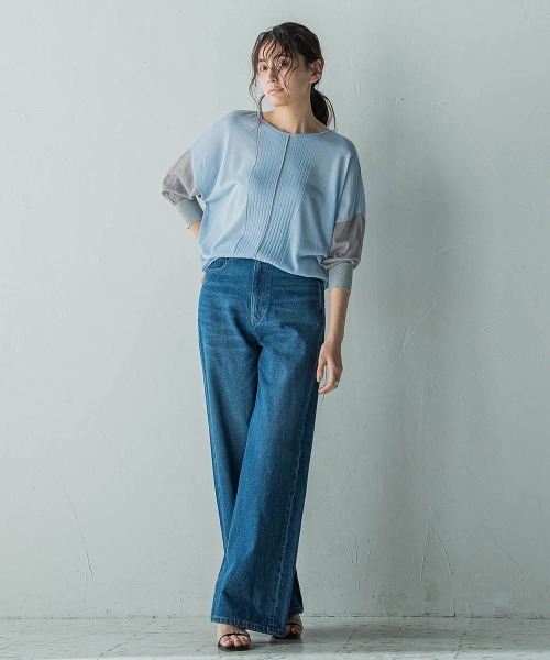 MAYSON GREY（メイソングレイ）の「バイカラースリーブニットプルオーバー≪手洗い可能≫（ニット/セーター・レディース・ブルー系その他/グレー系その他/ホワイト系その他・M）」の16枚目の写真