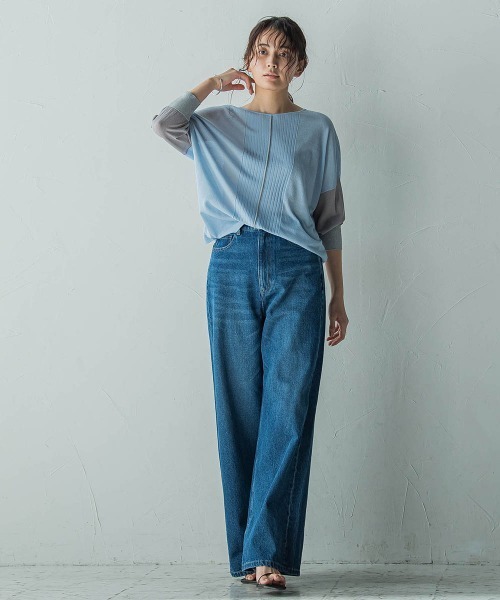 MAYSON GREY（メイソングレイ）の「バイカラースリーブニットプルオーバー≪手洗い可能≫（ニット/セーター・レディース・ブルー系その他/グレー系その他/ホワイト系その他・M）」の17枚目の写真