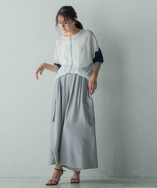 MAYSON GREY（メイソングレイ）の「バイカラースリーブニットプルオーバー≪手洗い可能≫（ニット/セーター・レディース・ブルー系その他/グレー系その他/ホワイト系その他・M）」の22枚目の写真