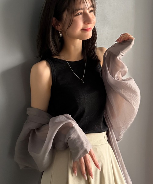 classicalelf(クラシカルエルフ)の「大人お洒落はさりげなくきらめくラメ◎ラメ入りアメスリテレコタンクトップ(タンクトップ・レディース・シルバー/ブラック/ホワイト/チャコール・LARGE/MEDIUM/SMALL/X-LARGE)」の17枚目の写真