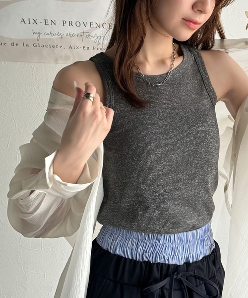 classicalelf(クラシカルエルフ)の「大人お洒落はさりげなくきらめくラメ◎ラメ入りアメスリテレコタンクトップ(タンクトップ・レディース・シルバー/ブラック/ホワイト/チャコール・LARGE/MEDIUM/SMALL/X-LARGE)」の22枚目の写真