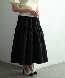パイピング裾ドットフレアスカート